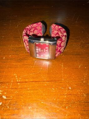 adidas Pink Patterned Fabric Cuff Bracelet Watch